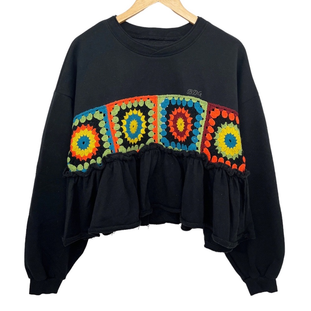 Urban Outfitters Granny Squares Crochet Babydoll Top Women's Medium